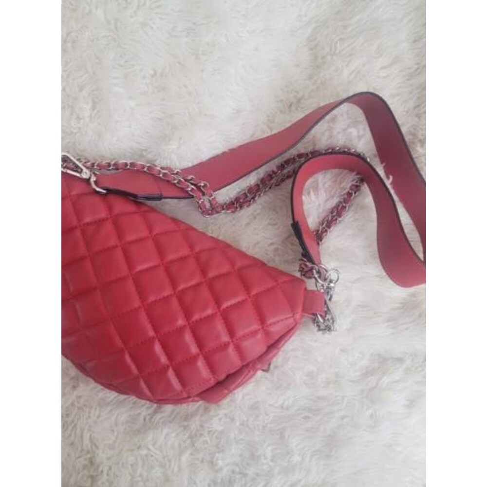 Steve Madden Quilted Red Crossbody Bag with Chain Strap